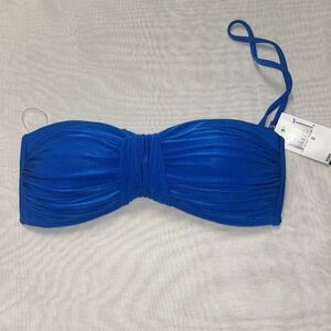 La Blanca Swimsuit Top Twisted Front Halter Tie And Tie Back Royal Blue Size 8